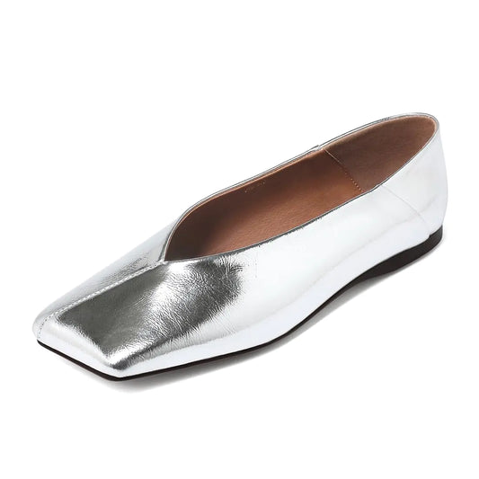 ChicBeats Silver Patent Women's Ballet Flats