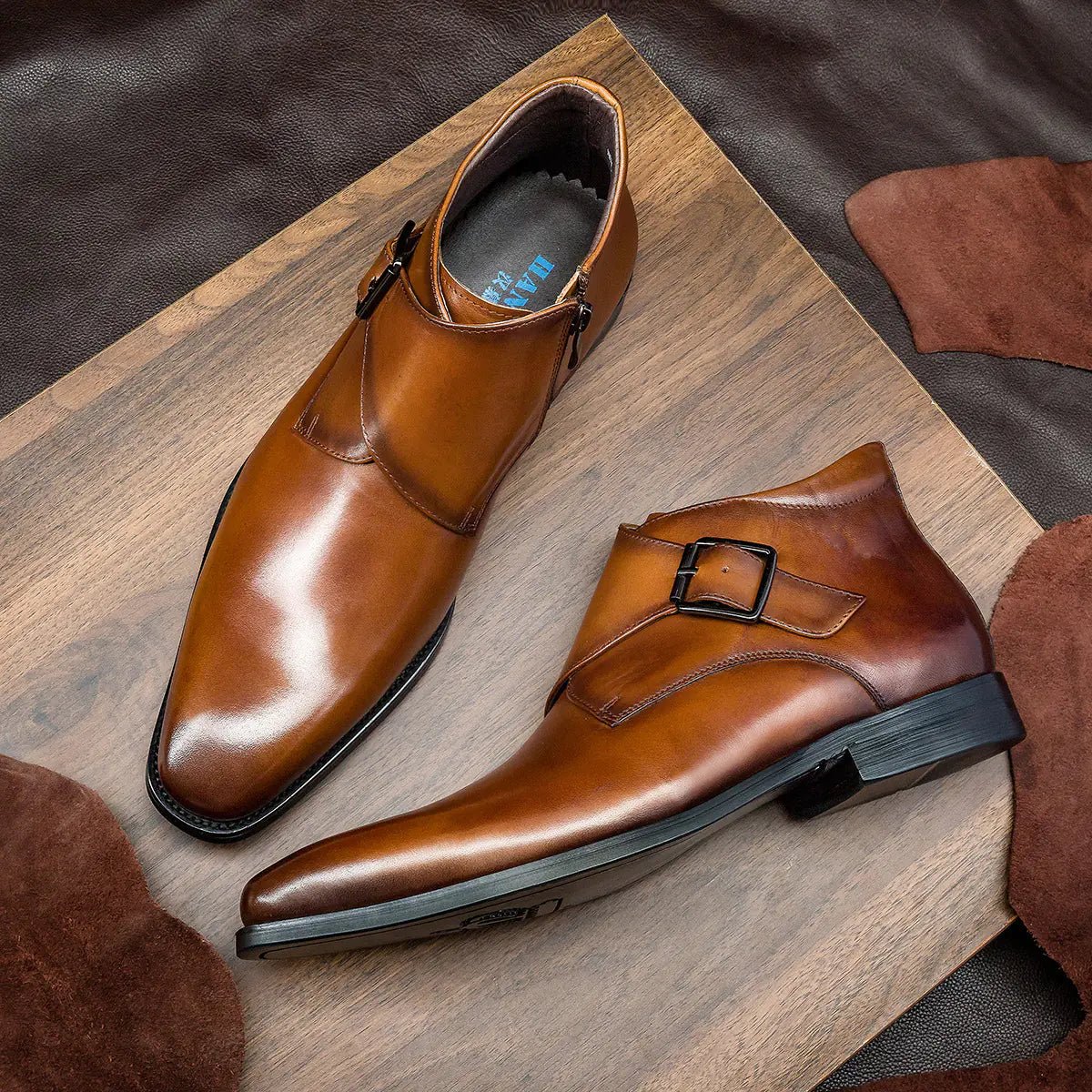 Men's Sleek High - Top Martin Boots - Premium Leather Square Toe Boots - Gotaar