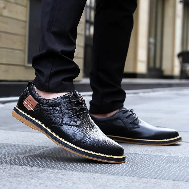 Men's Leather Casual Shoes - Breathable Cowhide Leather Business Comfort Footwear - Gotaar