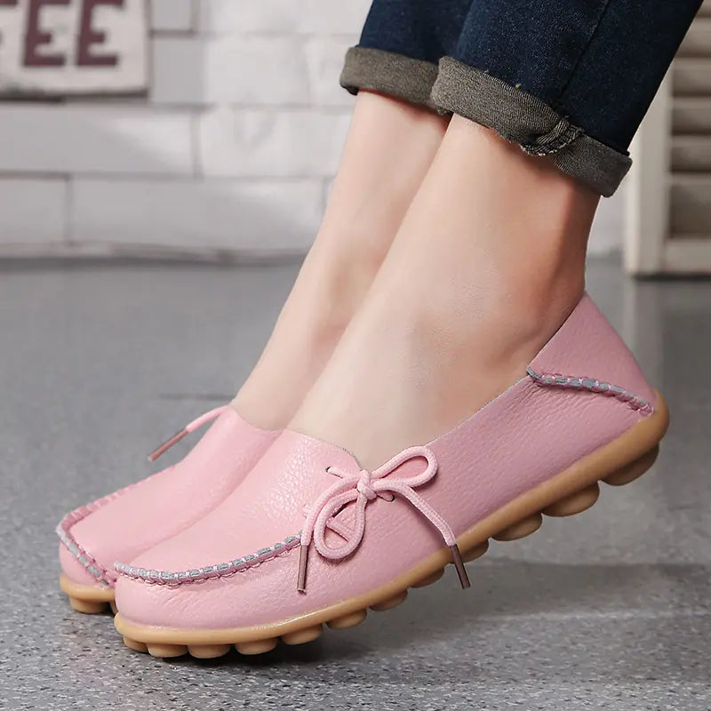Plus Size Leather Casual Flat Shoes for Women