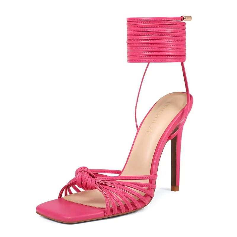 Cewpoeze Womens Open Toe Lace up Strappy Heels Sexy Tie up Stiletto High Heel Sandals Dress Shoes for Women (Hot Pink 7) - Gotaar