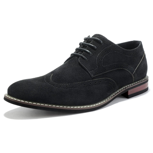Mofri Men's Oxford Wingtip Dress Shoes - Black Suede Lace-Up Casual Shoes Size 11