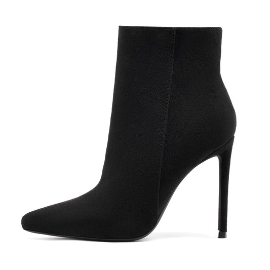 Shavy Women's Pointed Toe Ankle Boots - 4" Stiletto Heel Faux Suede Booties
