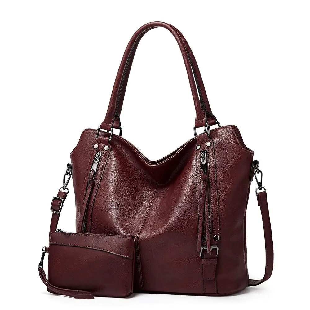 Pahajim Women’s Shoulder & Crossbody Tote Bag – Large soft hobo purse with zipper closure, roomy interior, and versatile design. Perfect for work, travel, or daily use in stylish Purple Red.
