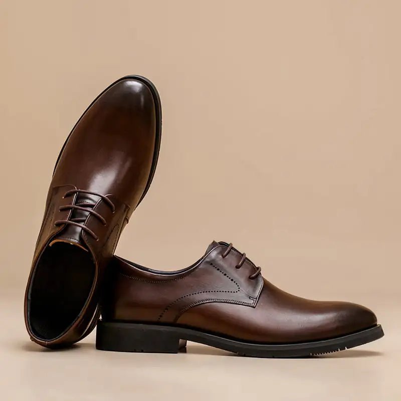 Premium British Derby Shoes - Genuine Cowhide Leather Men's Dress Shoes