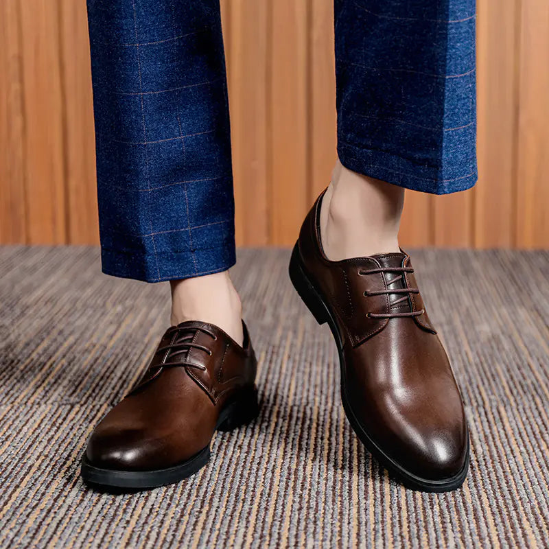 Premium British Derby Shoes - Genuine Cowhide Leather Men's Dress Shoes