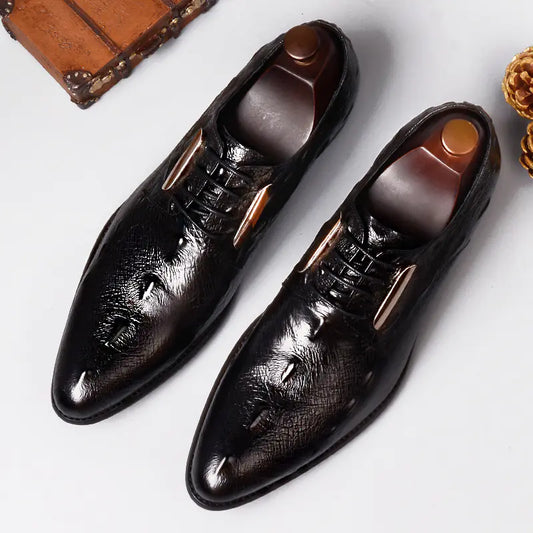 Men's Luxury Crocodile Pattern Leather Casual Shoes - Premium Dress Shoes