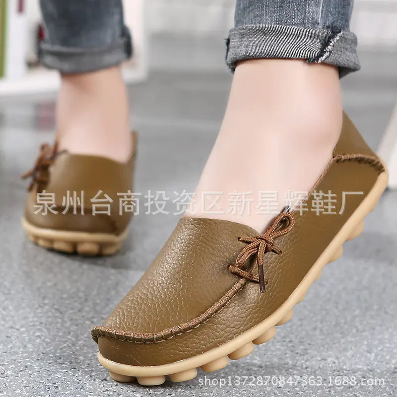 Plus Size Leather Casual Flat Shoes for Women