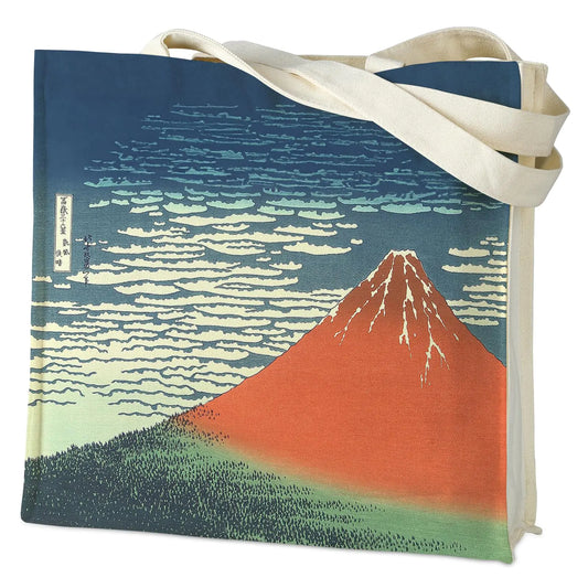 AUSVKAI Canvas Tote Bag - Aesthetic Mount Fuji Reusable Bag with Pockets