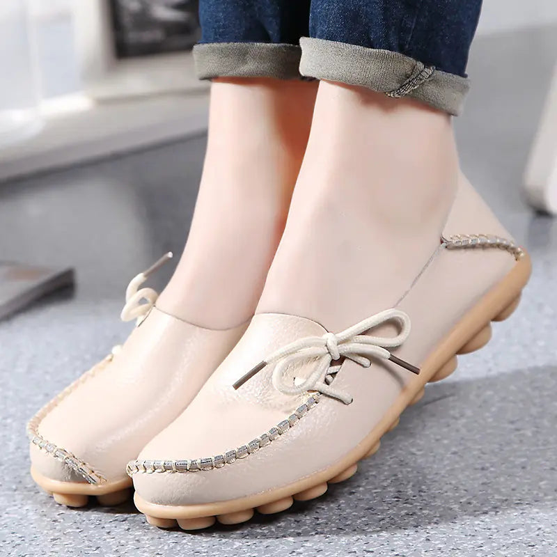 Plus Size Leather Casual Flat Shoes for Women