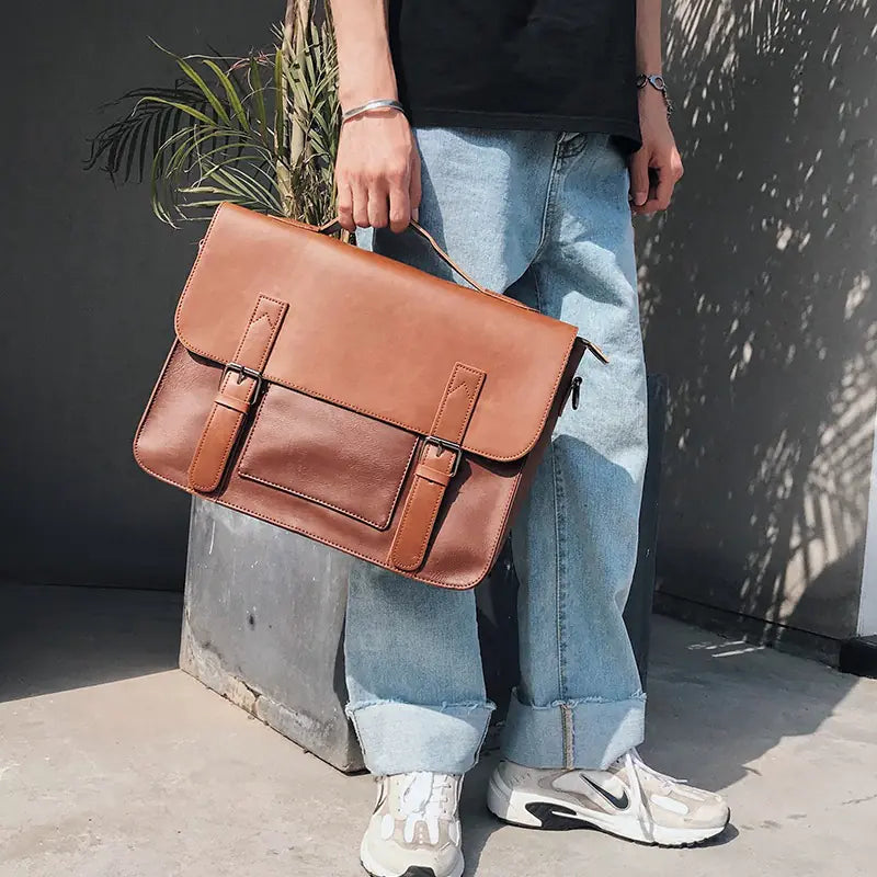 Vintage PU Leather Shoulder Bag for Men