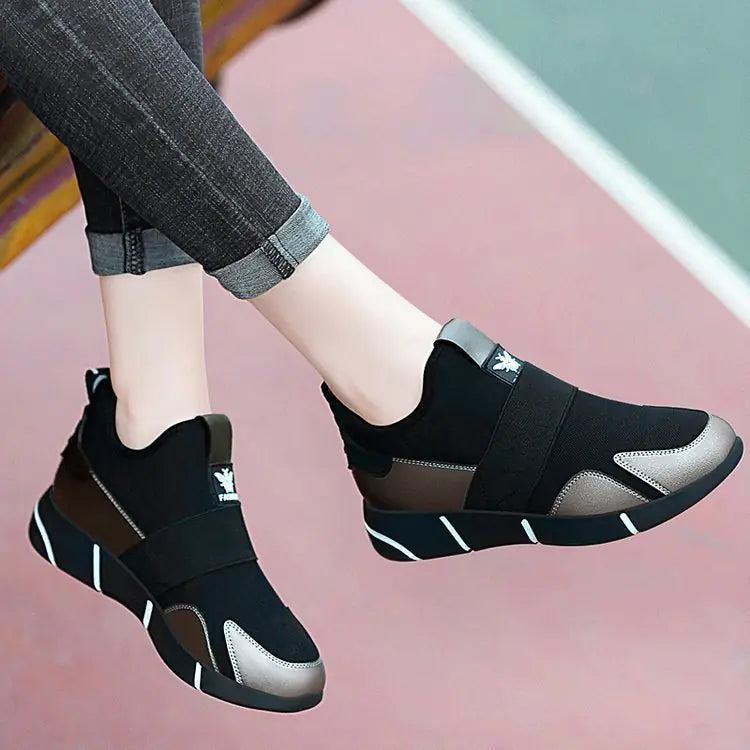 Women's Thick-Sole Sports Sneakers - Premium PU Mesh Athletic Shoes