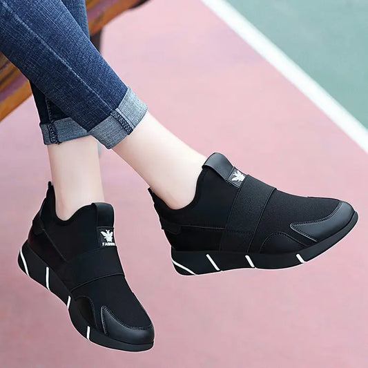 Women's Thick-Sole Sports Sneakers - Premium PU Mesh Athletic Shoes