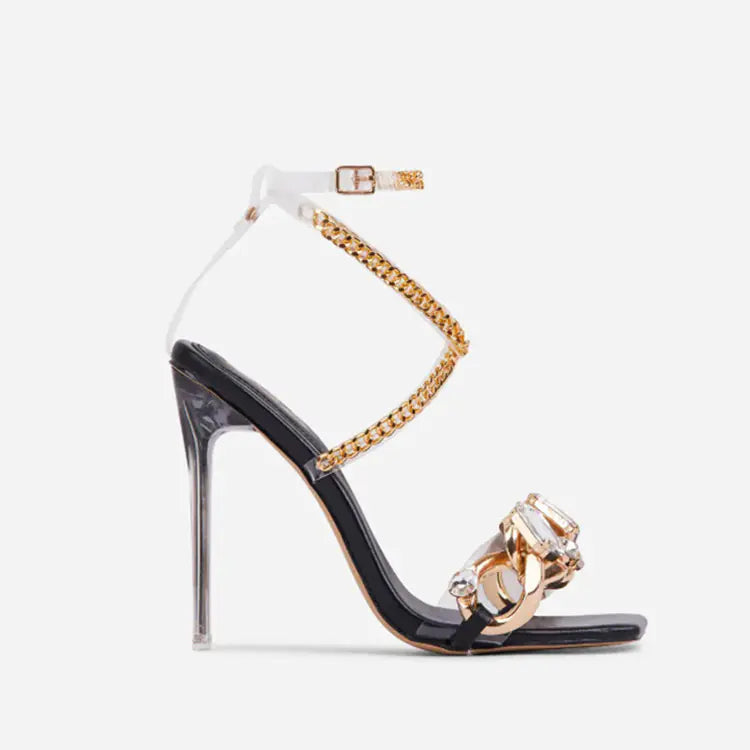 Glamorous Rhinestone Heeled Sandals
