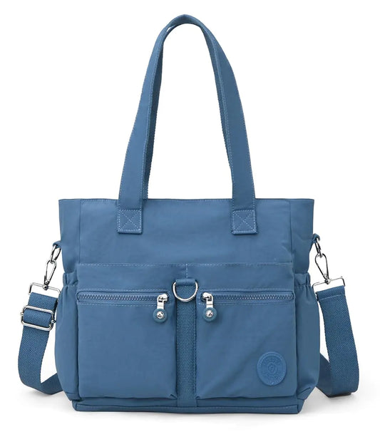 Collsants Blue Nylon Tote Bag - Women's Crossbody Messenger Bag