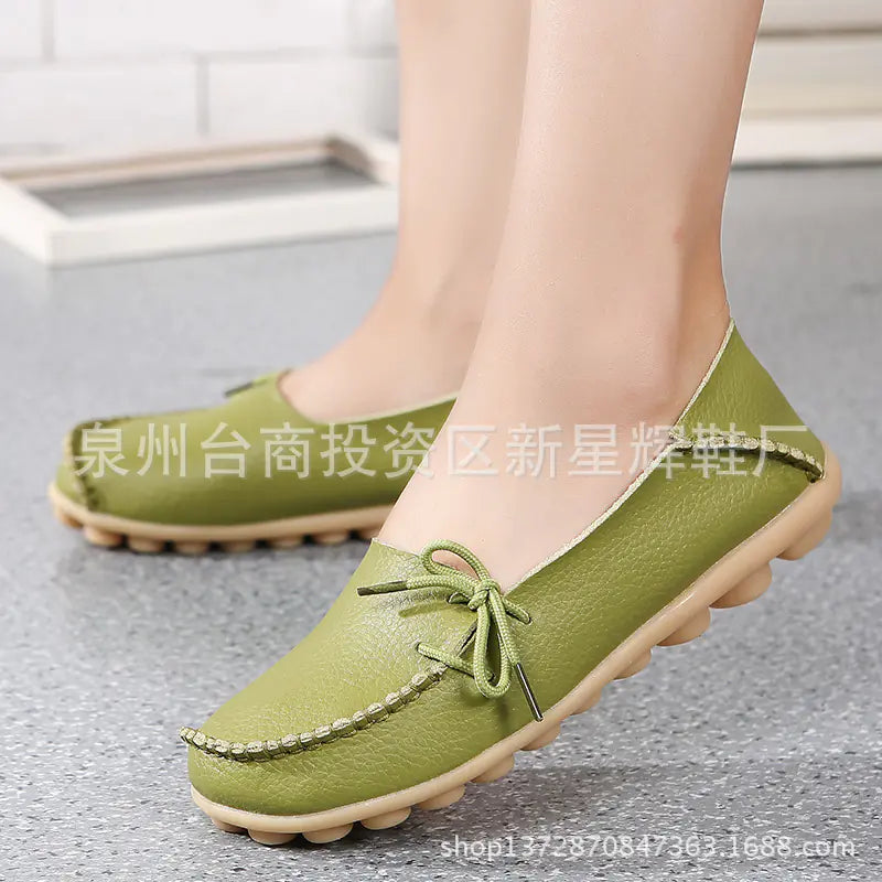 Plus Size Leather Casual Flat Shoes for Women