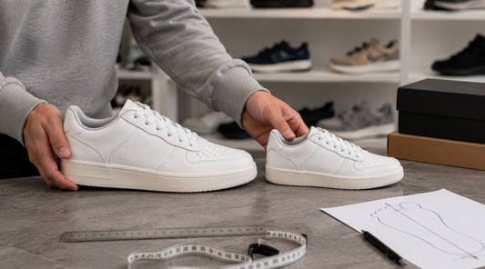 Comparing adult and grade school sneaker sizes in store