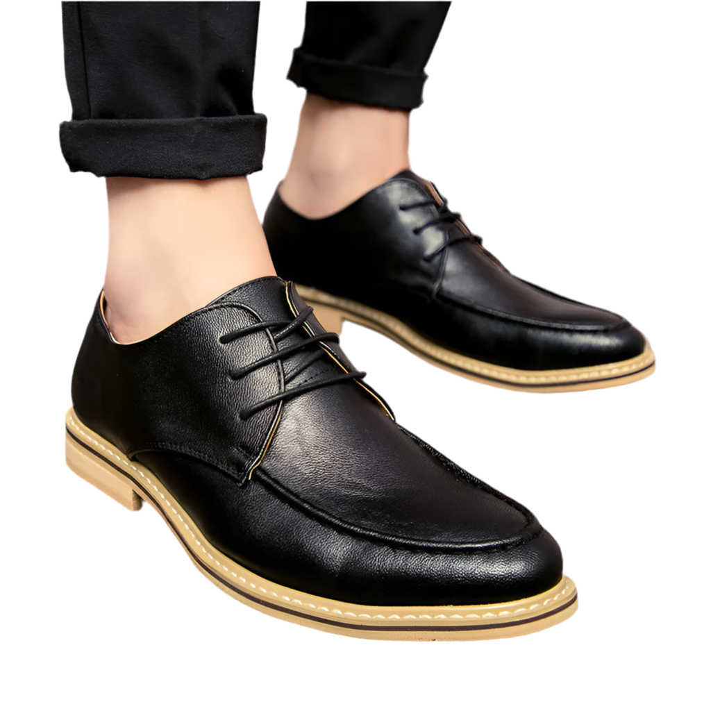 Men's Pointed Toe Leather Dress Shoes - Stylish Retro Oxford Shoes for Spring/Fall