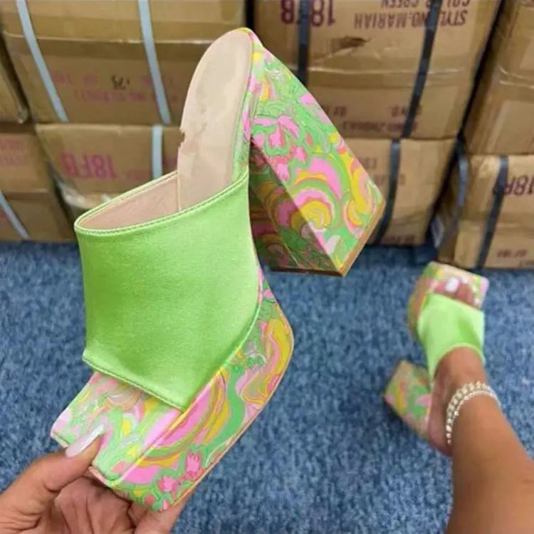Women's Summer High Heel Sandals - Square Toe Fish Mouth Shoes