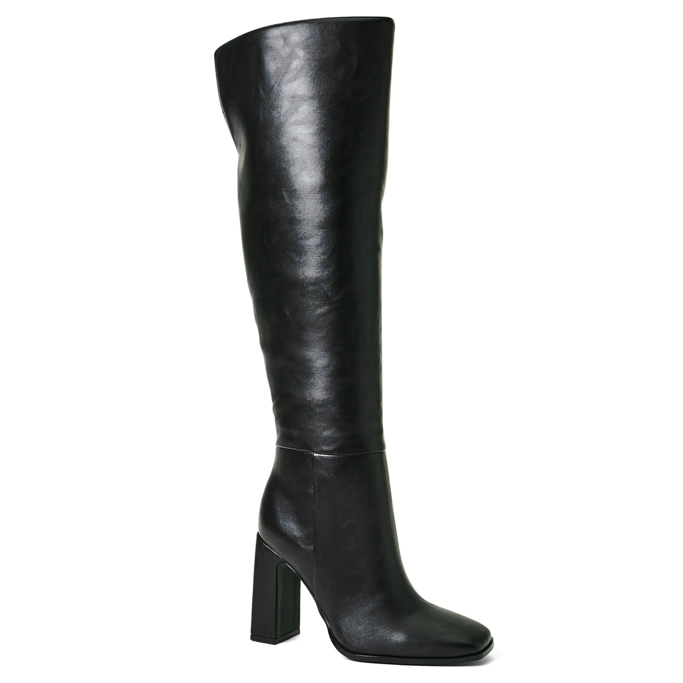 Women's Square Toe Knee High Boots - Chunky Heel Go-Go Boots with Side Zipper