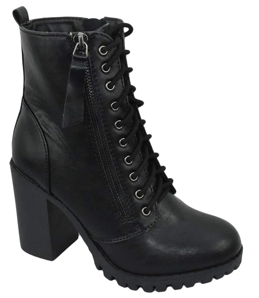 Soda Malia-S Women's Combat Ankle Boots - Chunky Heel Military Style Booties