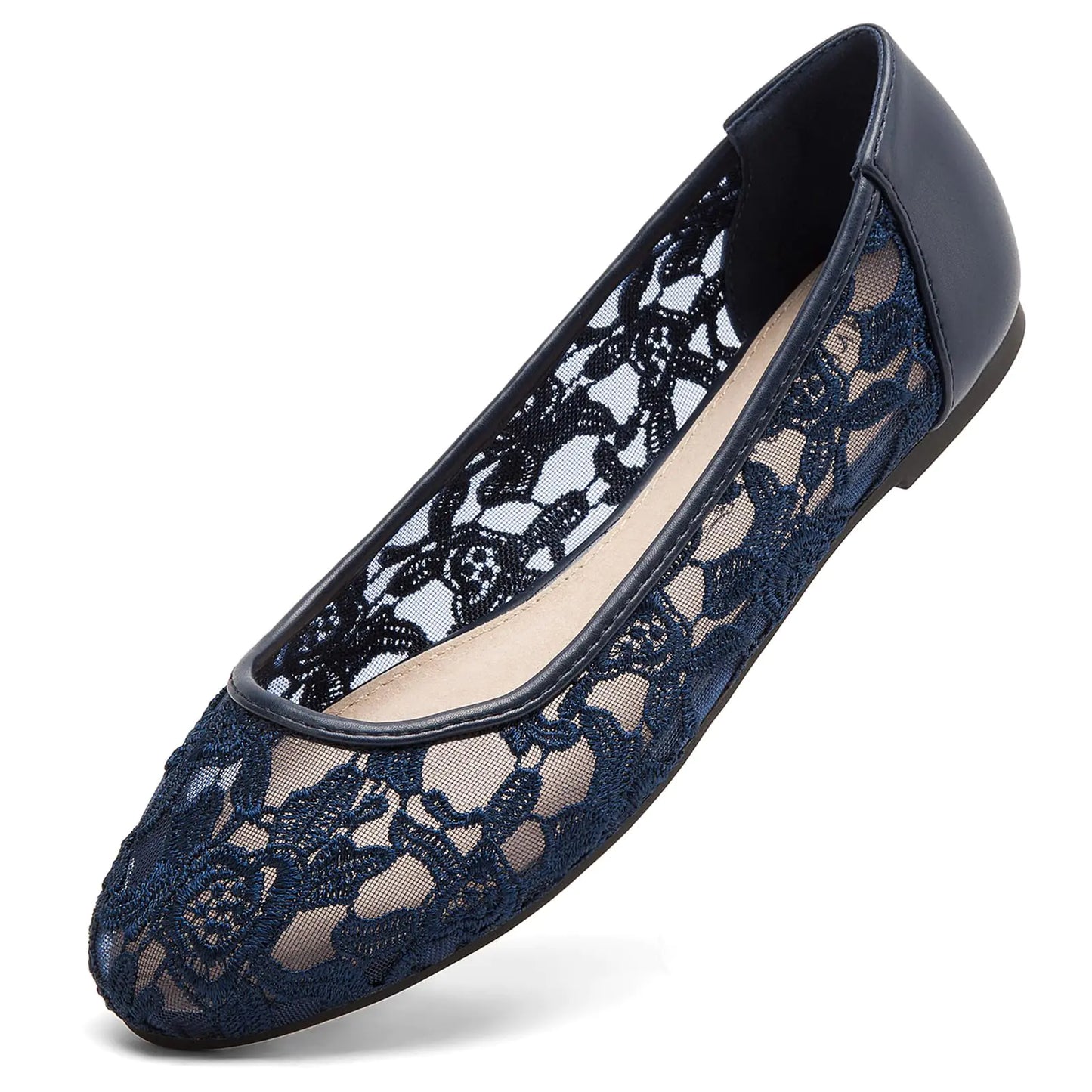 Greatonu Navy Cut Out Ballet Flats - Breathable Slip-On Loafers for Women