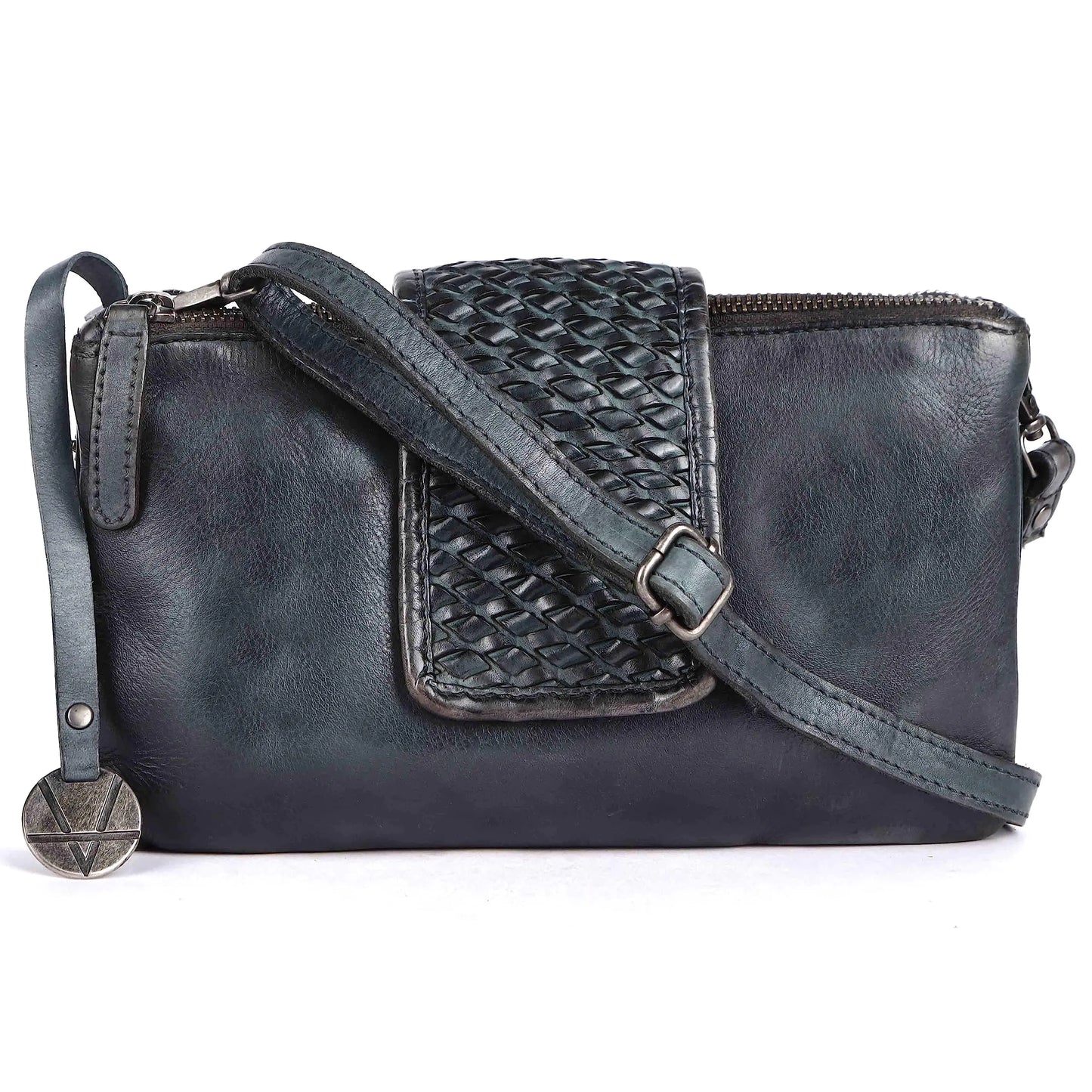 VILENCA HOLLAND Elegant Leather Crossbody Bag - Woven Design with Adjustable Strap