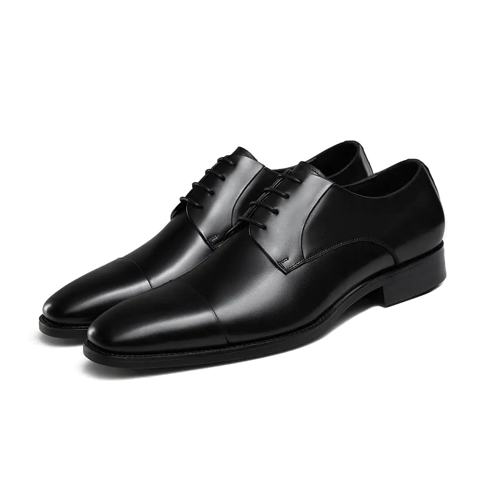GIFENNSE Men's Leather Oxford Dress Shoes - Black Formal Shoes - Gotaar