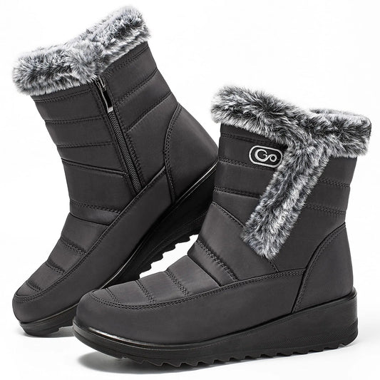 HARENCE Women's Winter Snow Boots - Warm Fur Lined Waterproof Ankle Booties