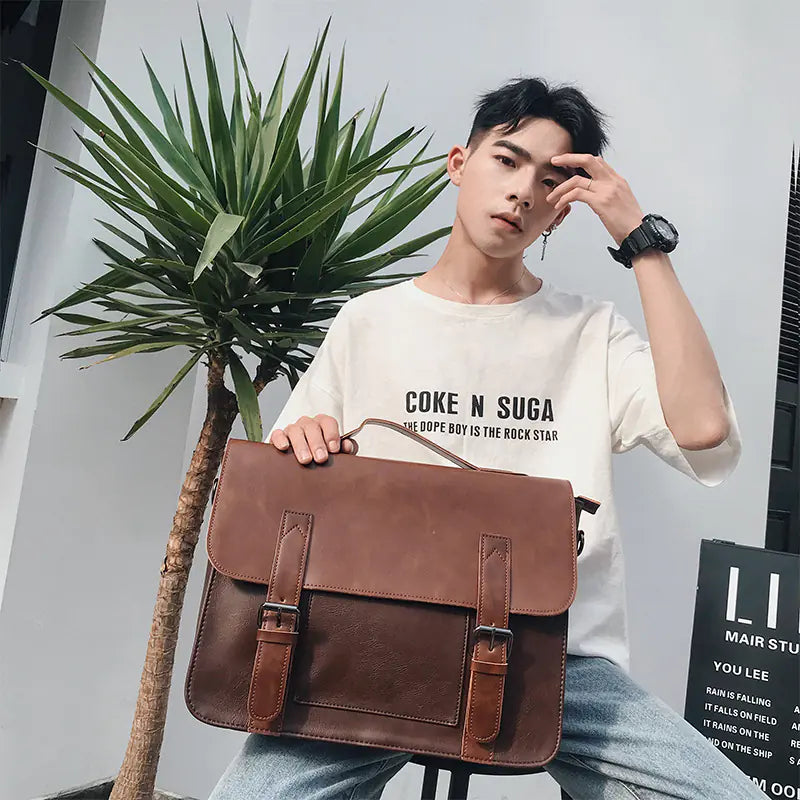 Vintage PU Leather Shoulder Bag for Men