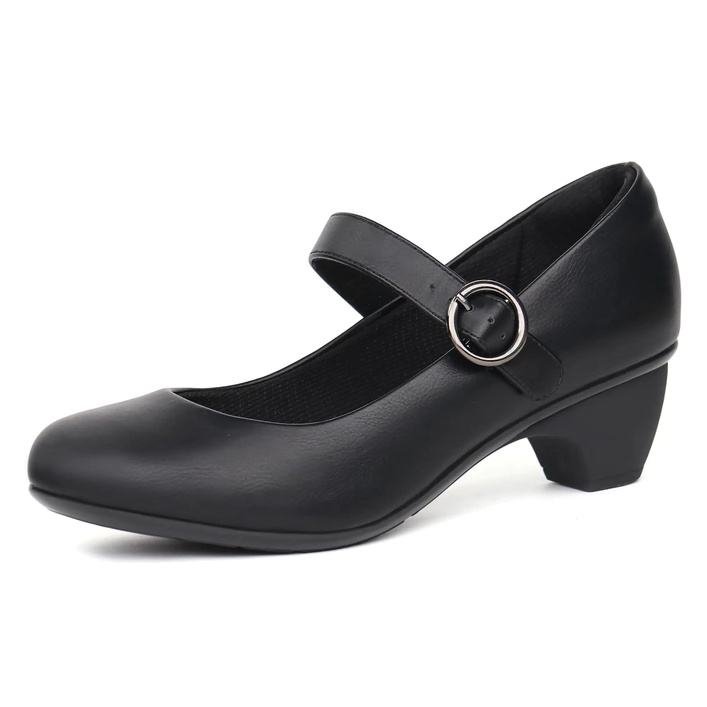 Women's Mary Jane Pumps - Adjustable Ankle Strap Chunky Heel Dress Shoes