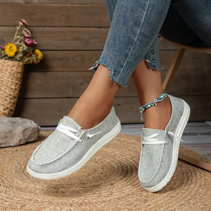 Women's Lightweight Canvas Slip-On Shoes - Casual Comfort Sneakers