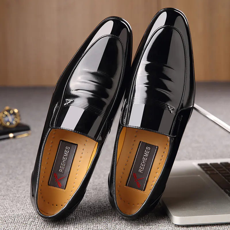 REEHEMES Men's Leather Dress Shoes - British Style Oxford Loafers | Formal & Casual