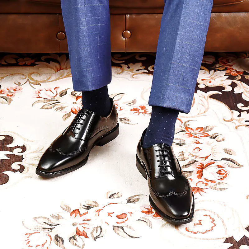 Men's British Leather Business Casual Shoes - Premium Cowhide Dress Shoes