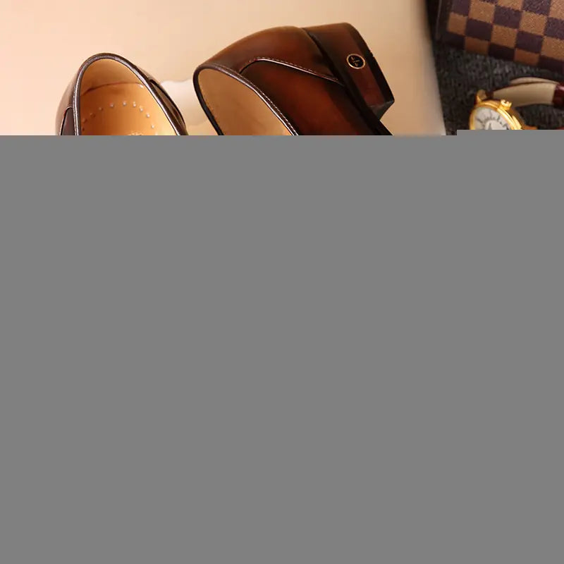 REEHEMES Men's Leather Dress Shoes - British Style Oxford Loafers | Formal & Casual