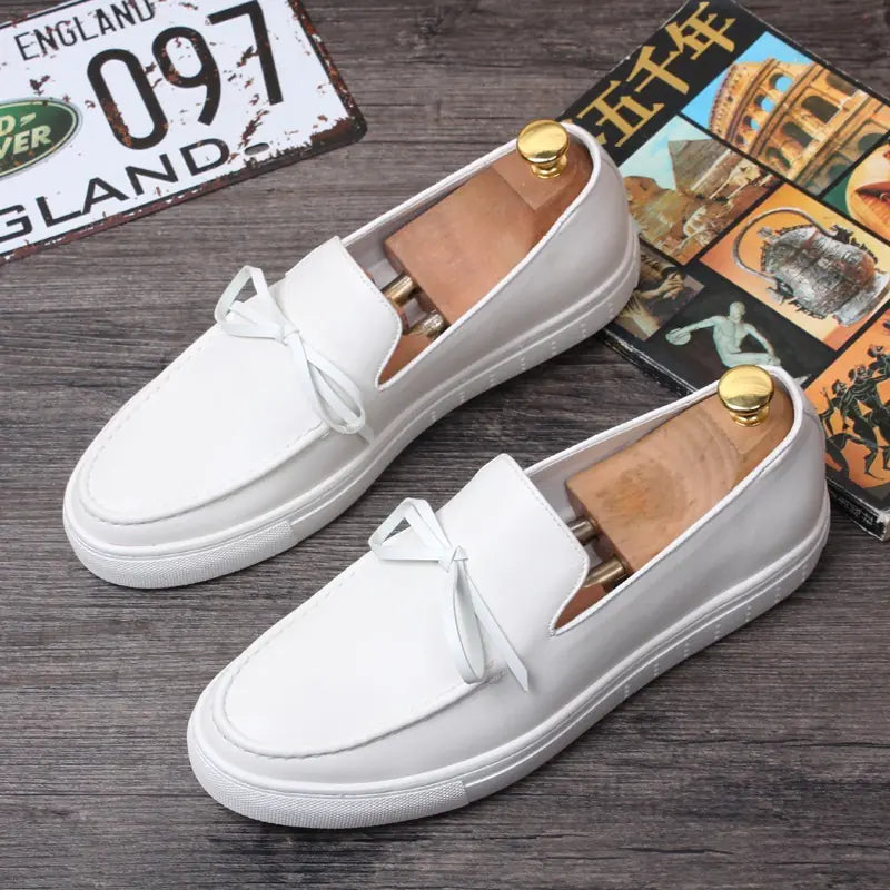 Korean Style Low-Top Leather Loafers - Modern Casual Slip-On Shoes