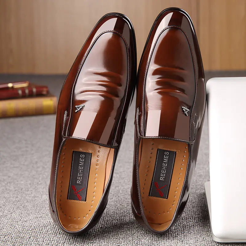 REEHEMES Men's Leather Dress Shoes - British Style Oxford Loafers | Formal & Casual