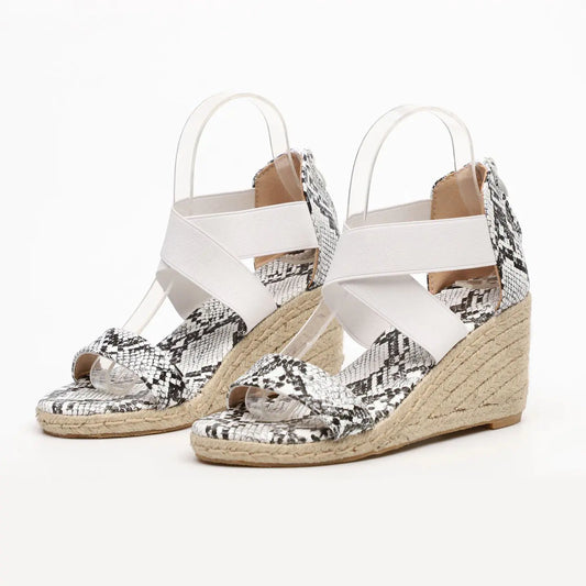 Trendy Elastic Roman Sandals with Slope Heel