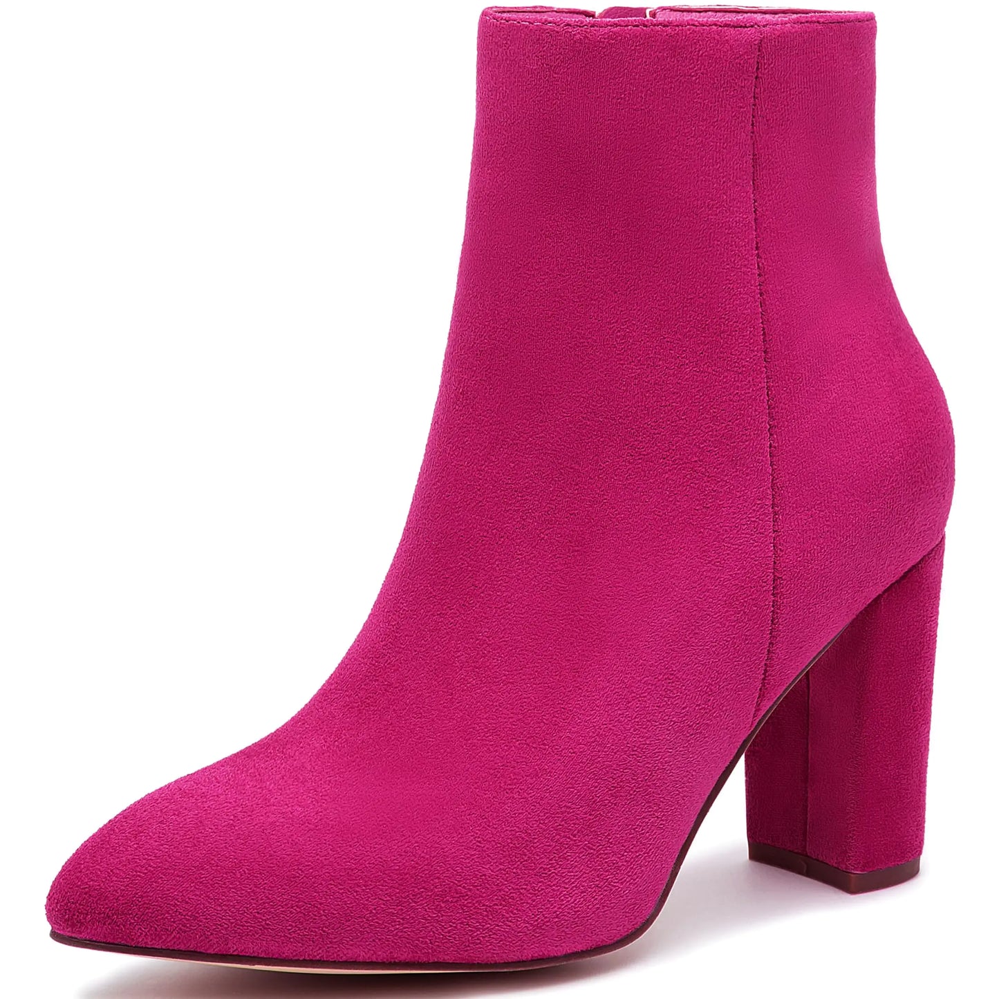Hot Pink Suede Ankle Boots - Pointed Toe Mid Calf Boots Size 8.5