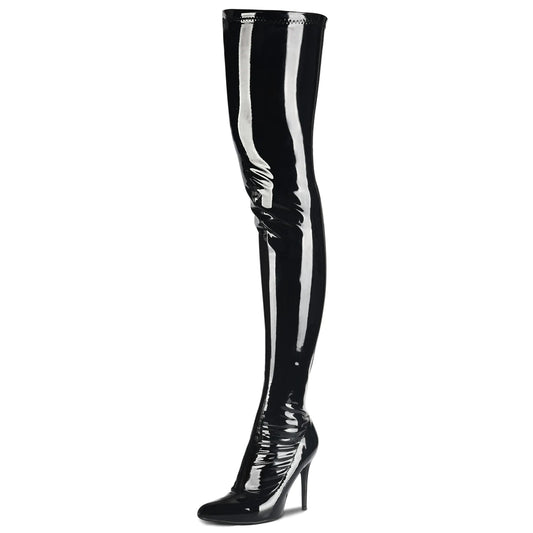 Chic Patent Leather Thigh-High Boots