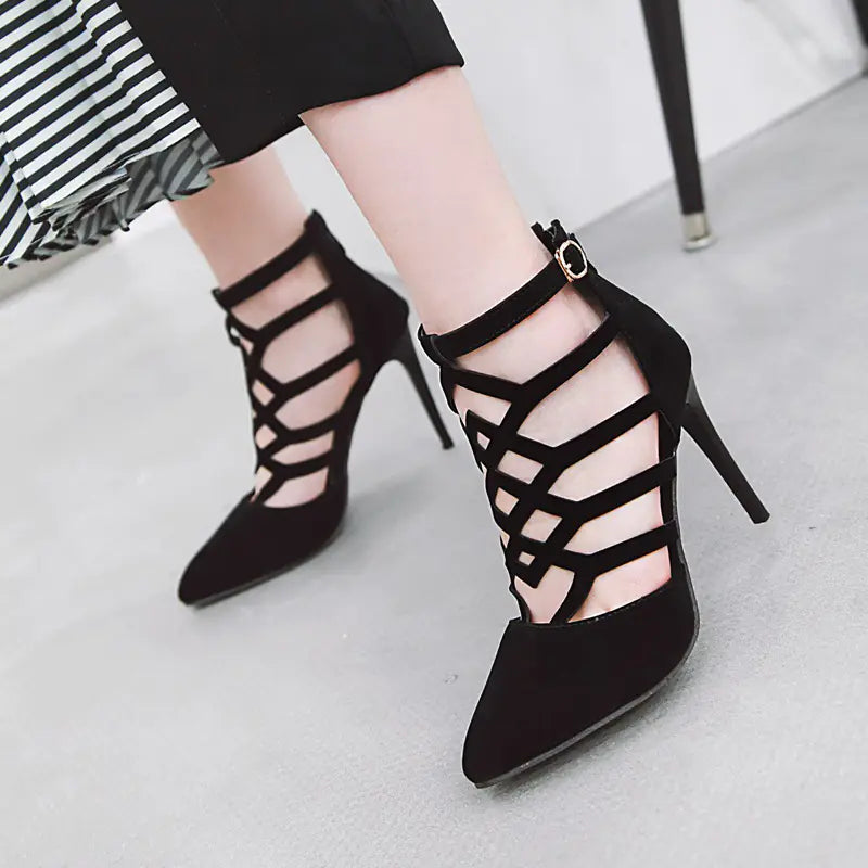 New Women's High Heel Hollow Roman Sandals (Size 43)