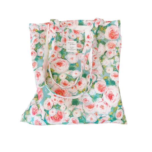 Kehpish Cotton Canvas Tote Bag - Reusable Floral Shoulder Bag for Travel & Shopping