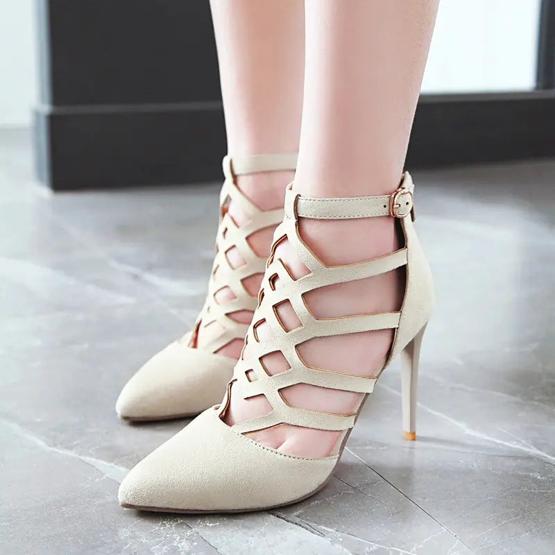 New Women's High Heel Hollow Roman Sandals (Size 43)