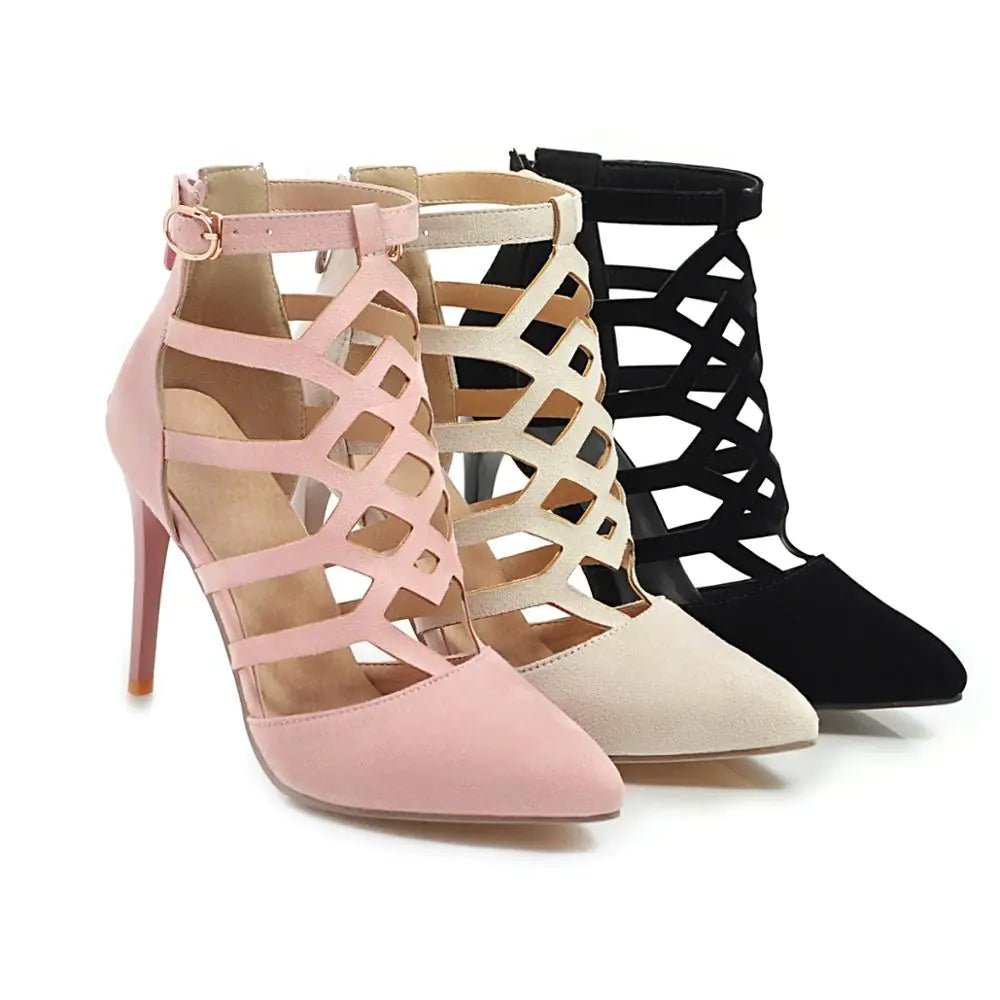 New Women's High Heel Hollow Roman Sandals (Size 43)