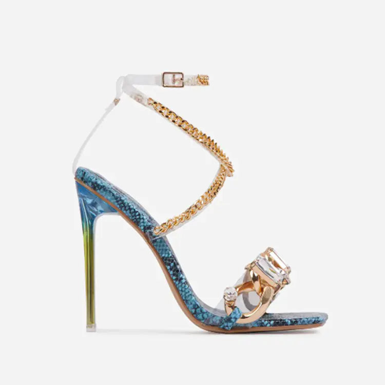 Glamorous Rhinestone Heeled Sandals