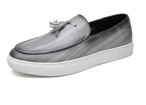 Korean Style Low-Top Leather Loafers - Modern Casual Slip-On Shoes