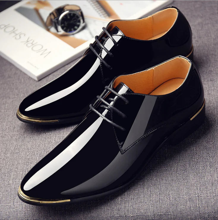 Men's Business Leather Shoes - Casual British Lace-Ups