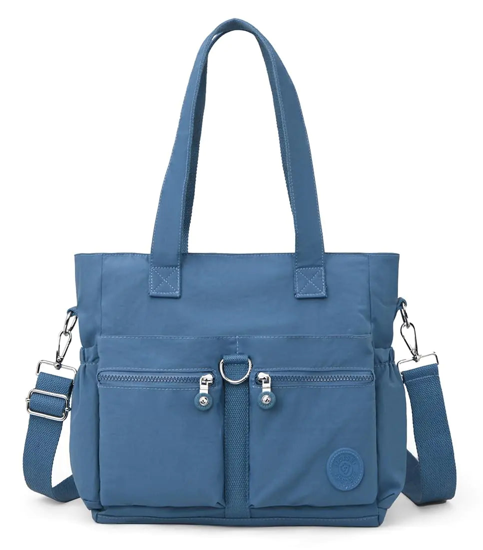 Collsants Blue Nylon Tote Bag - Women's Crossbody Messenger Bag
