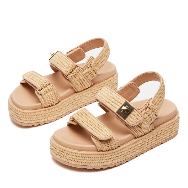 Raffia Cushy Platform Wedges - Gotaar