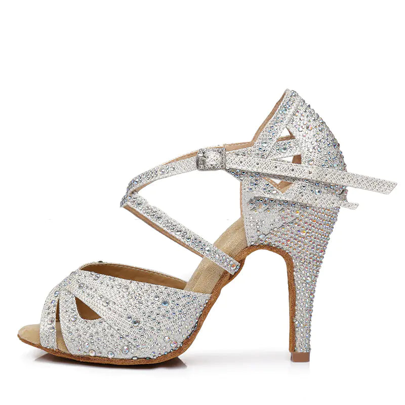 Women's Latin Dance Shoes - High Heel Ballroom Dancing Shoes with Silk Upper